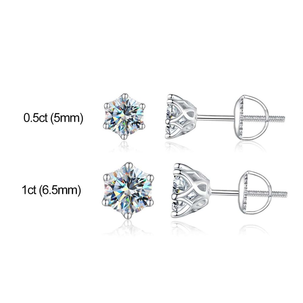 1 ct Moissanite Diamond stud earrings 925 Sterling Silver 18k Gold NEW in Box